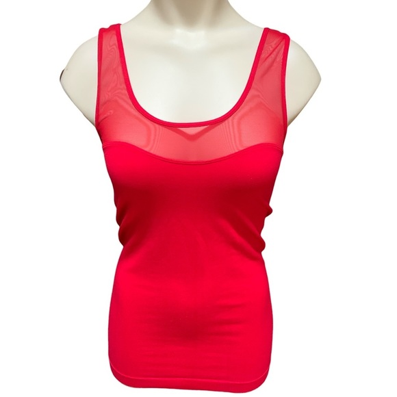 skinny tees Tops Skinny Tees Spandex Mesh Bodice Tank Top Red One